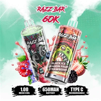 Razz Bar 65K+ Puffs Vape: Apparat li Jagħmel 'il-kuntentizza ta' persuna għaż...